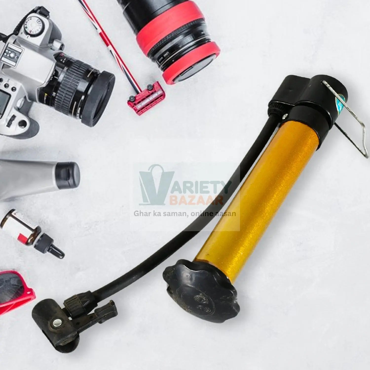 Hand Air Ball Pump, Metal Portable High Pressure Air Pump Mini Basketball Inflator for Balls, Basketball, Soccer, Volleyball, Football, Inflatable and More Variety Bazaar