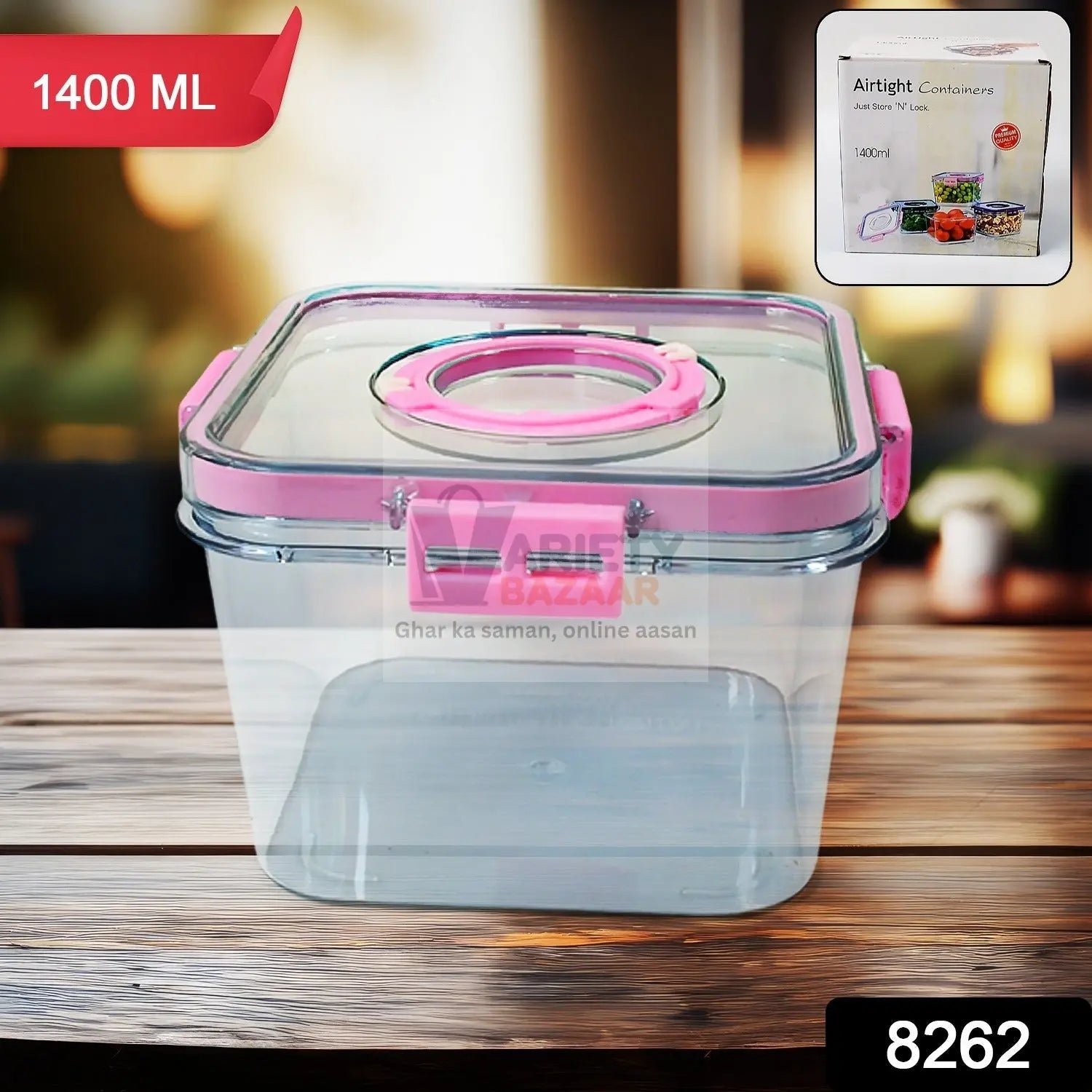 High Quality Plastic Food Storage Container Clear Washable Refrigerator Food Box Food Container Fruit Box Container with Lid (1400 ML) Variety Bazaar