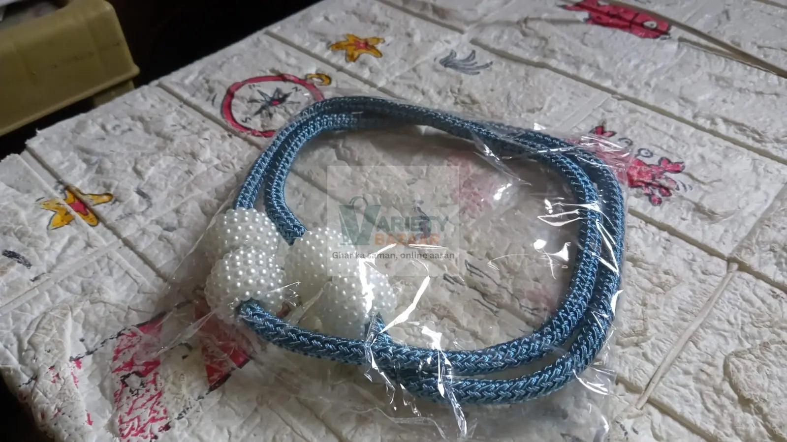 Home Magnetic Curtain Tiebacks, Straps, Buckle, Clips Rope Straps Window Curtain Bracket Decoration, Pearl Decorative Rope Holdback Holder for Window (2 Pc) travel sahayak