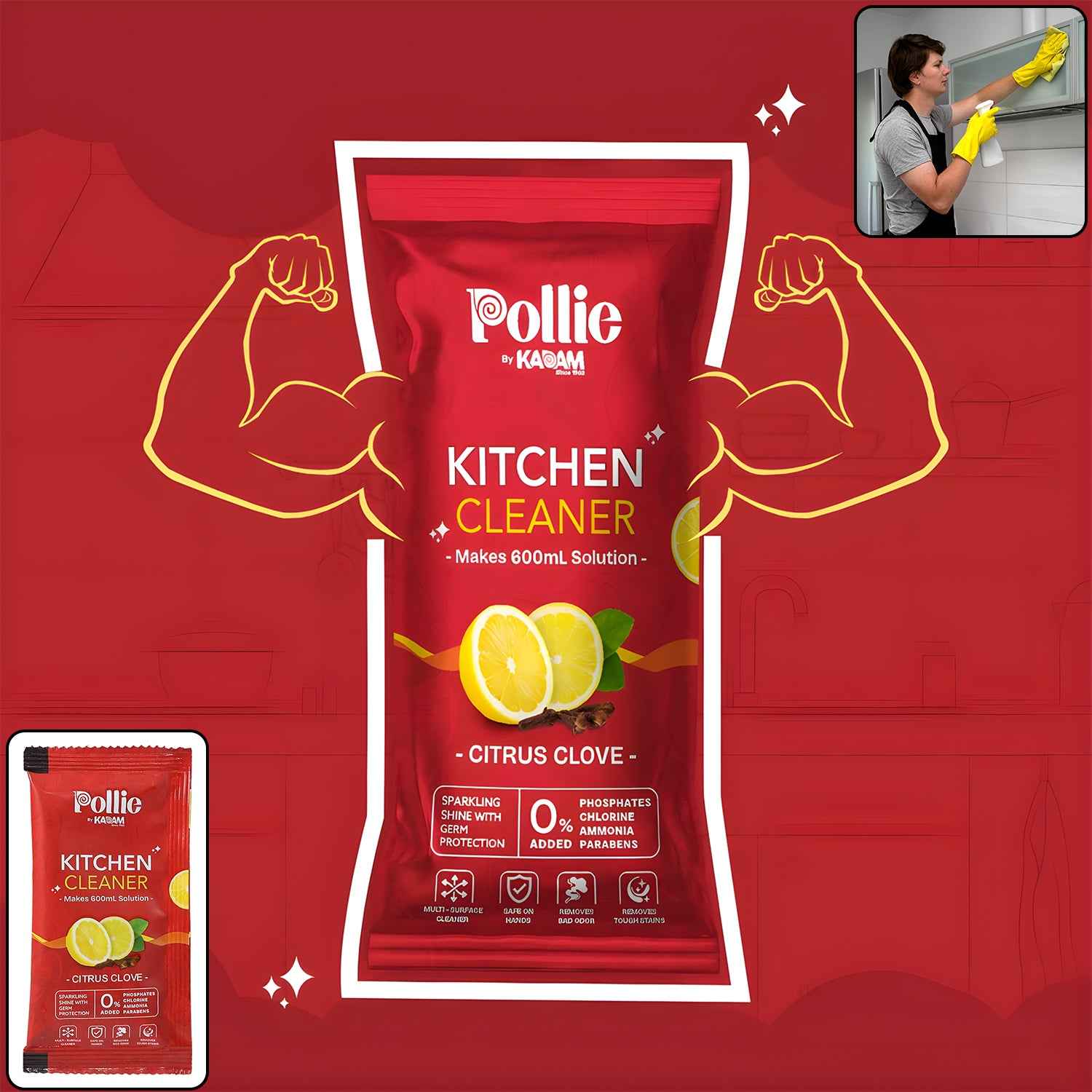 Pollic Kadam Concentrated Kitchen Surface Cleaner Sachet
