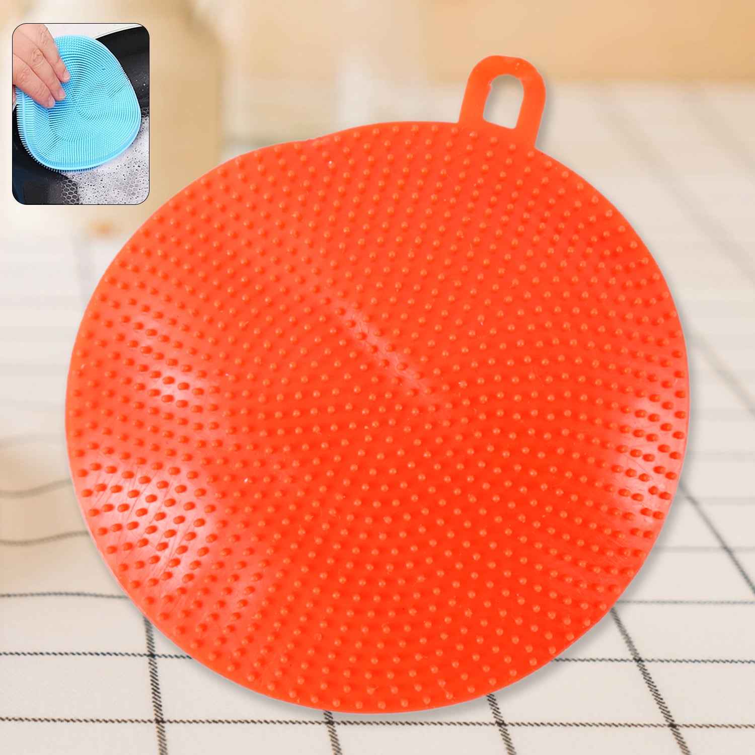 Red Silicone Dish Scrubber Sponge Mildew Free Non Stick Heat Resistant