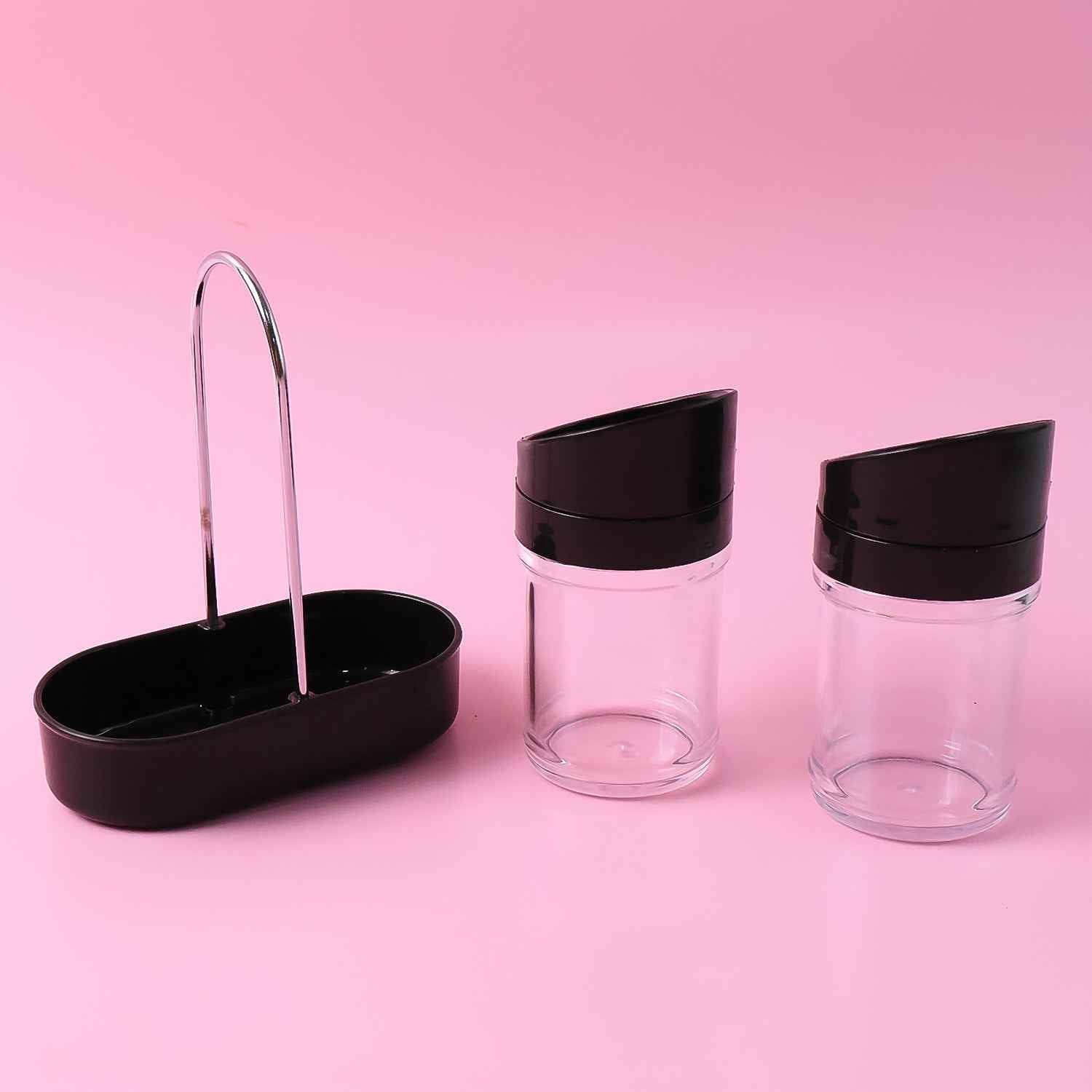 Apex Helix Salt N Pepper 2-piece Plastic Jar Set With Stand