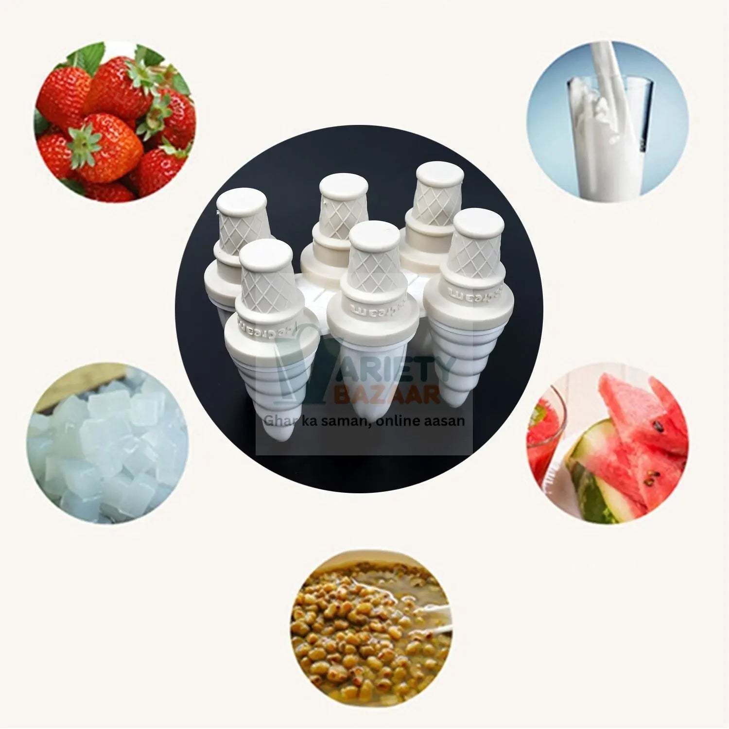 Ice Candy Maker Mold for Ice Cream at Home or Restaurants (6 Pc) Variety Bazaar