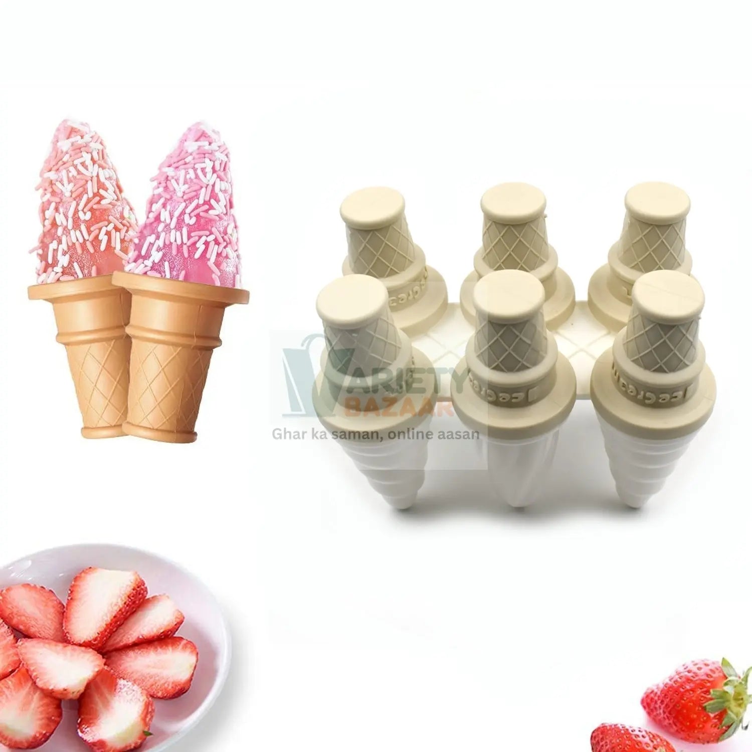 Ice Candy Maker Mold for Ice Cream at Home or Restaurants (6 Pc) Variety Bazaar