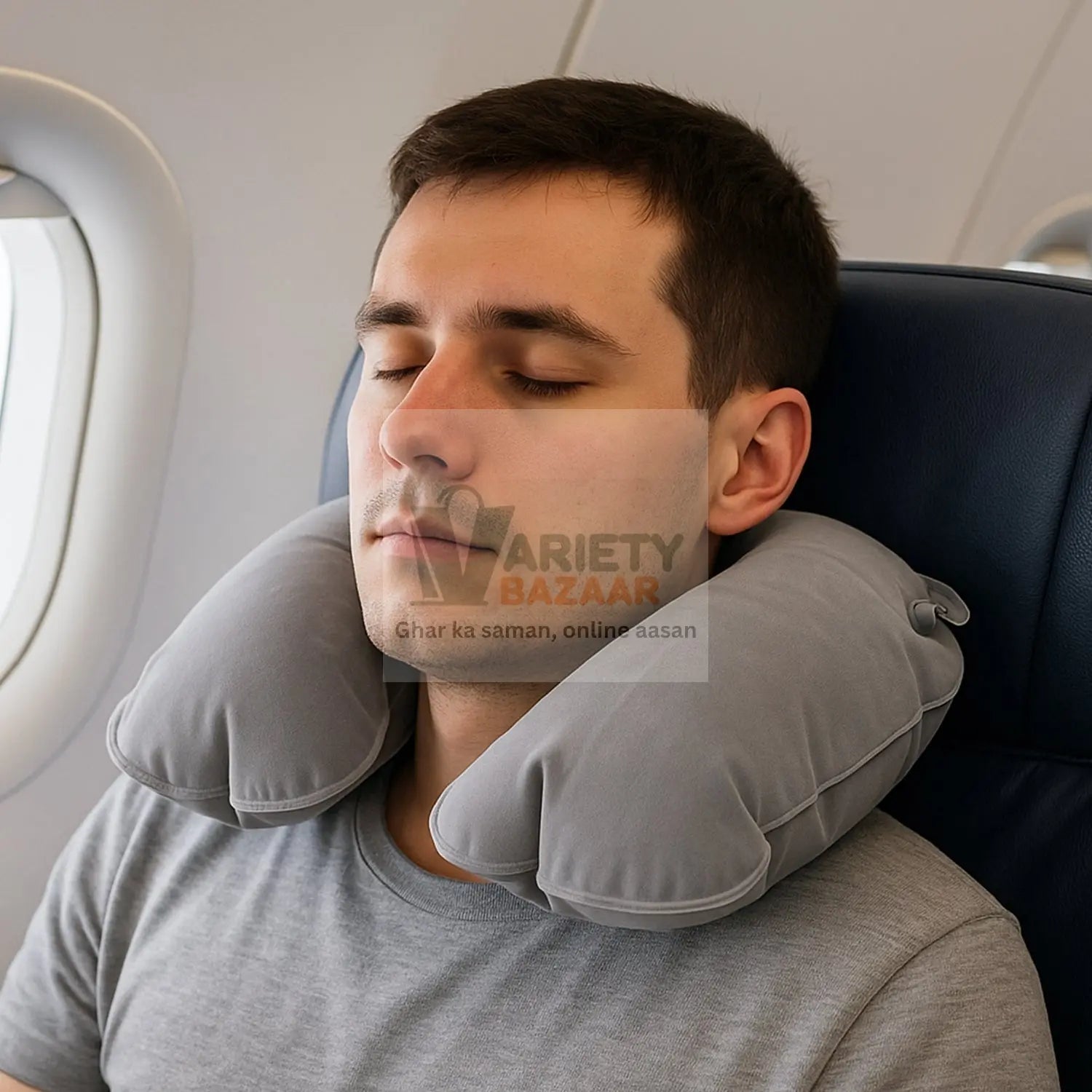 Inflatable & Foldable, Pillow U Shape Air Cushion Travel Pillow (1 Pc / Mix Color) Variety Bazaar