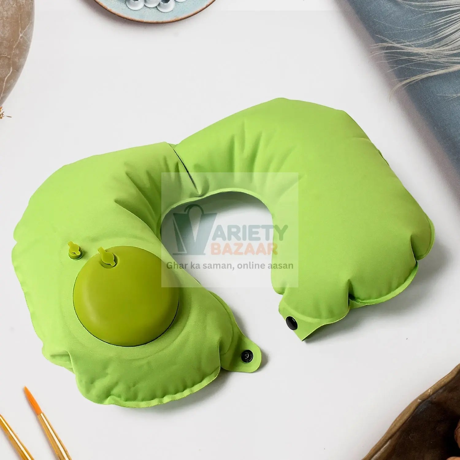 Inflatable & Foldable, Pillow U Shape Air Cushion Travel Pillow, Travel Business Trip Neck Pillow for Long Trips, Ideal for Men & Women Portable, and Perfect for Backpacking, Car Camping, and Even Airplane Travel Variety Bazaar