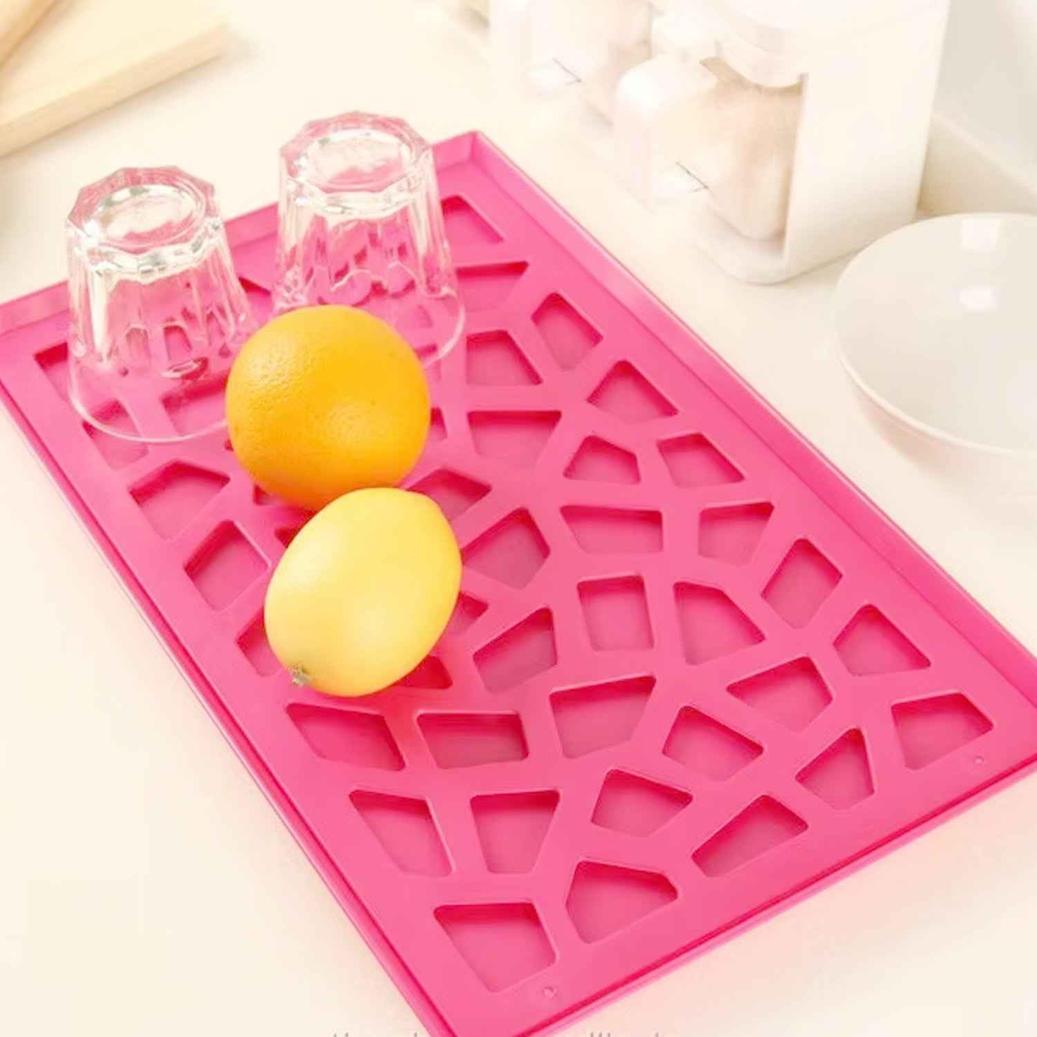 Plastic Kitchen Tray With Modern Hollow Design (40x25 Cm)