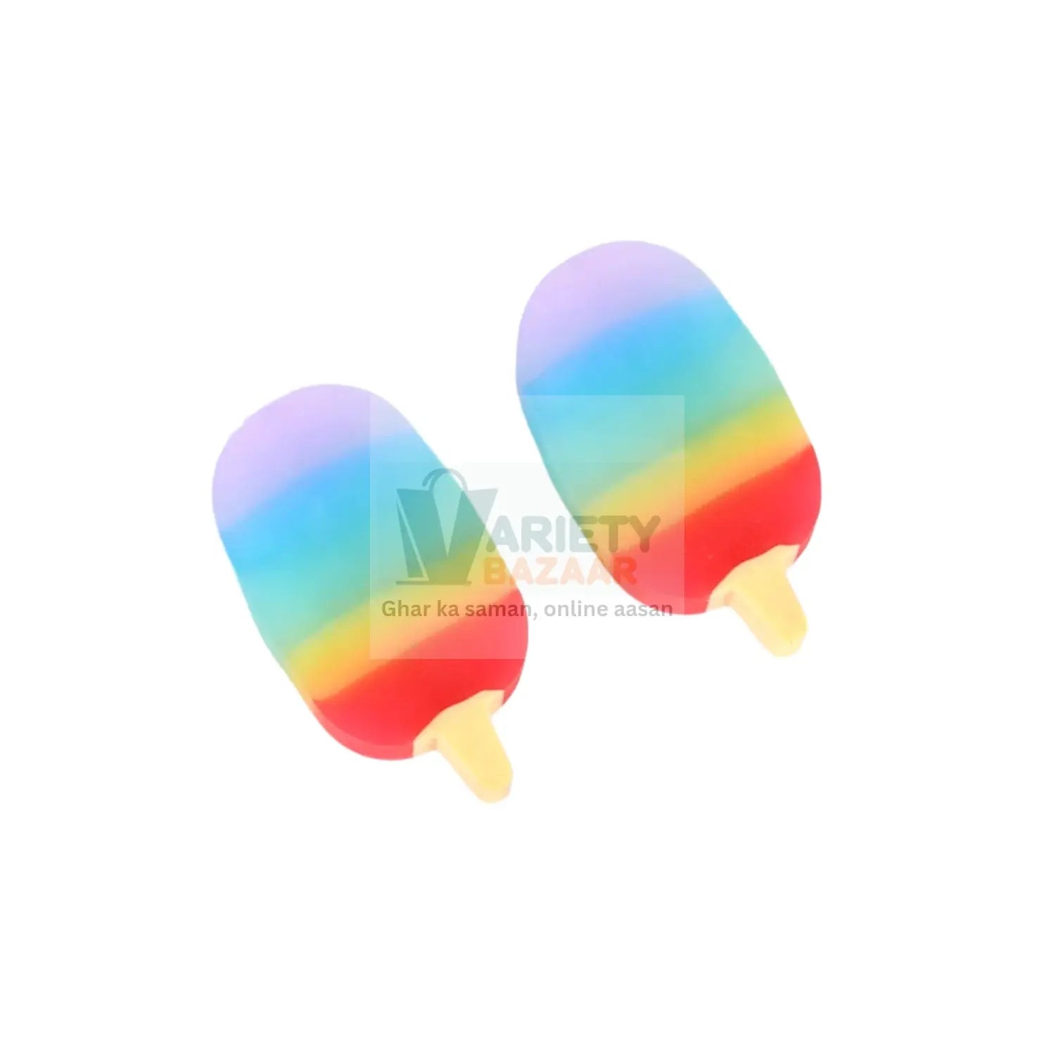 Jelly Popsicle Erasers – Cute & Fancy Mini Erasers for Kids (2 Pc Set, Mix Design) Variety Bazaar