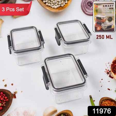 Kitchen Storage Container With Air Seal Lock Lid (3 Piece Set  250 Ml)