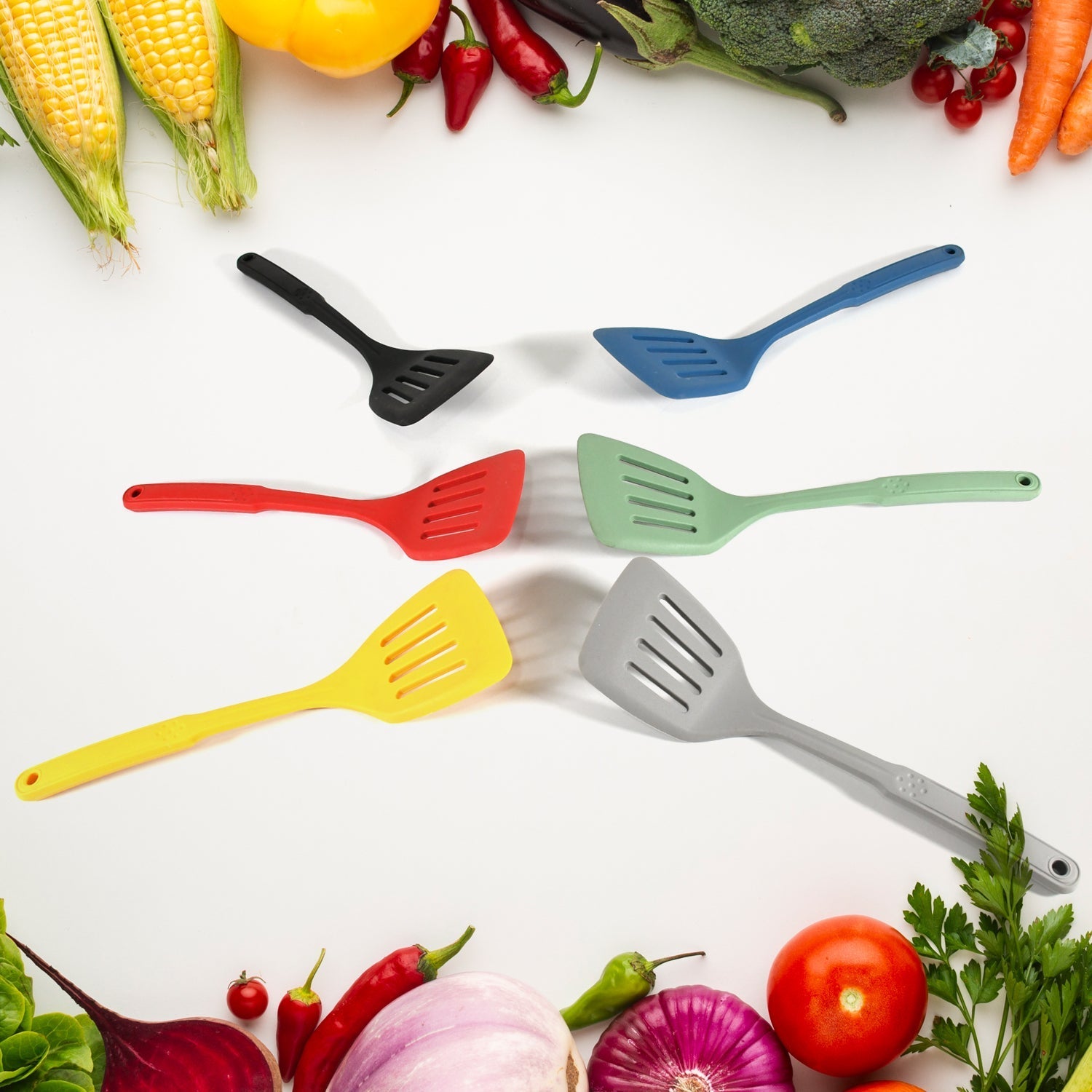 Multipurpose Silicone Spoon, Silicone Basting Spoon Non-Stick Kitchen Utensils Household Gadgets Heat-Resistant Non Stick Spoons Kitchen Cookware Items For Cooking and Baking (6 Pcs Set) travel sahayak