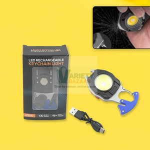 Keychain Led Flashlight Rechargeable Multi Function 6 Lighting Modes Pocket Key Chain Flash Light USB for Outdoor Camping,Walking With Cigarette Lighter Variety Bazaar