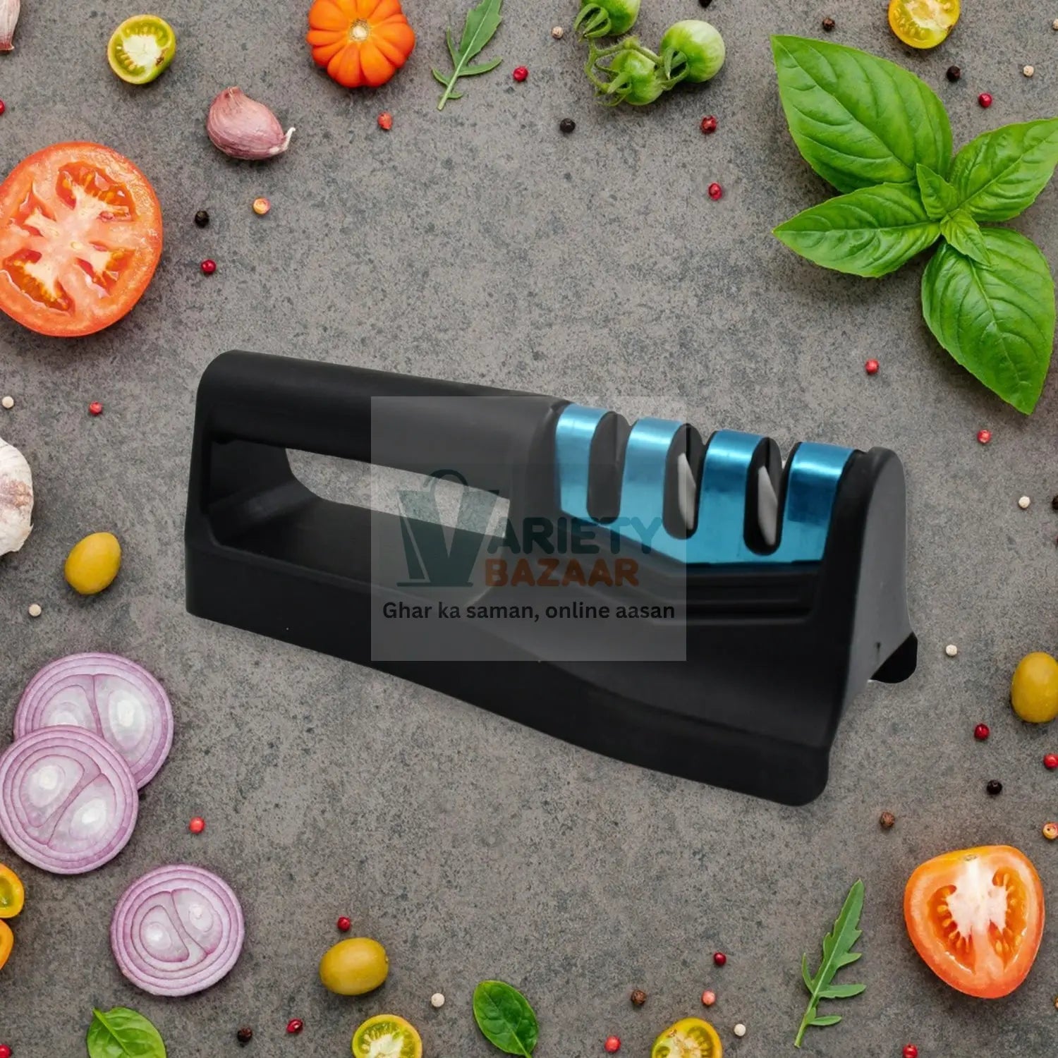 Kitchen Knife Sharpener – Handheld for Chefs & Serrated Knives (1 Pc, Chopper Not Included) Variety Bazaar