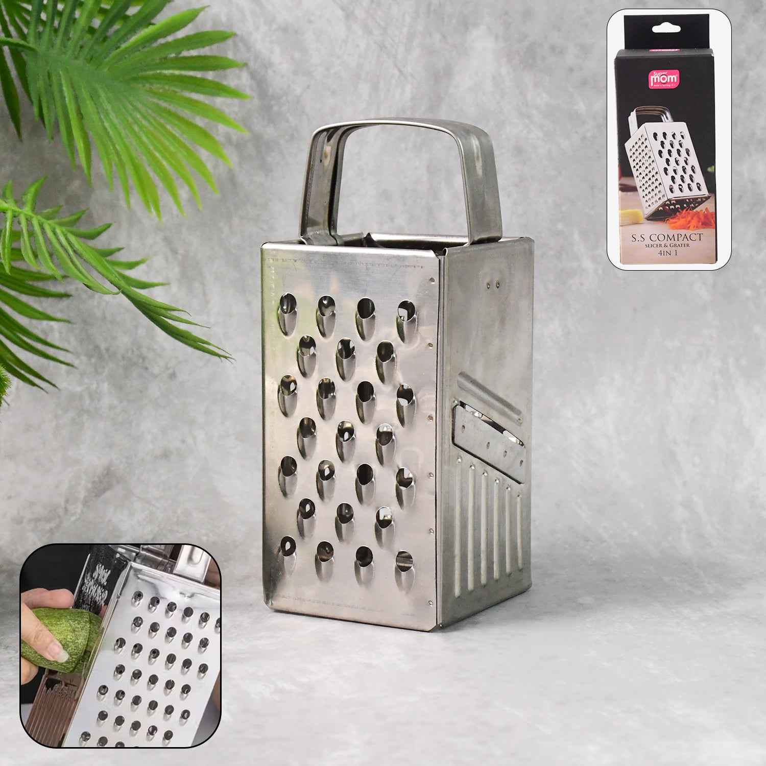 Supermom Premium 4-in-1 Stainless Steel Compact Grater And Slicer