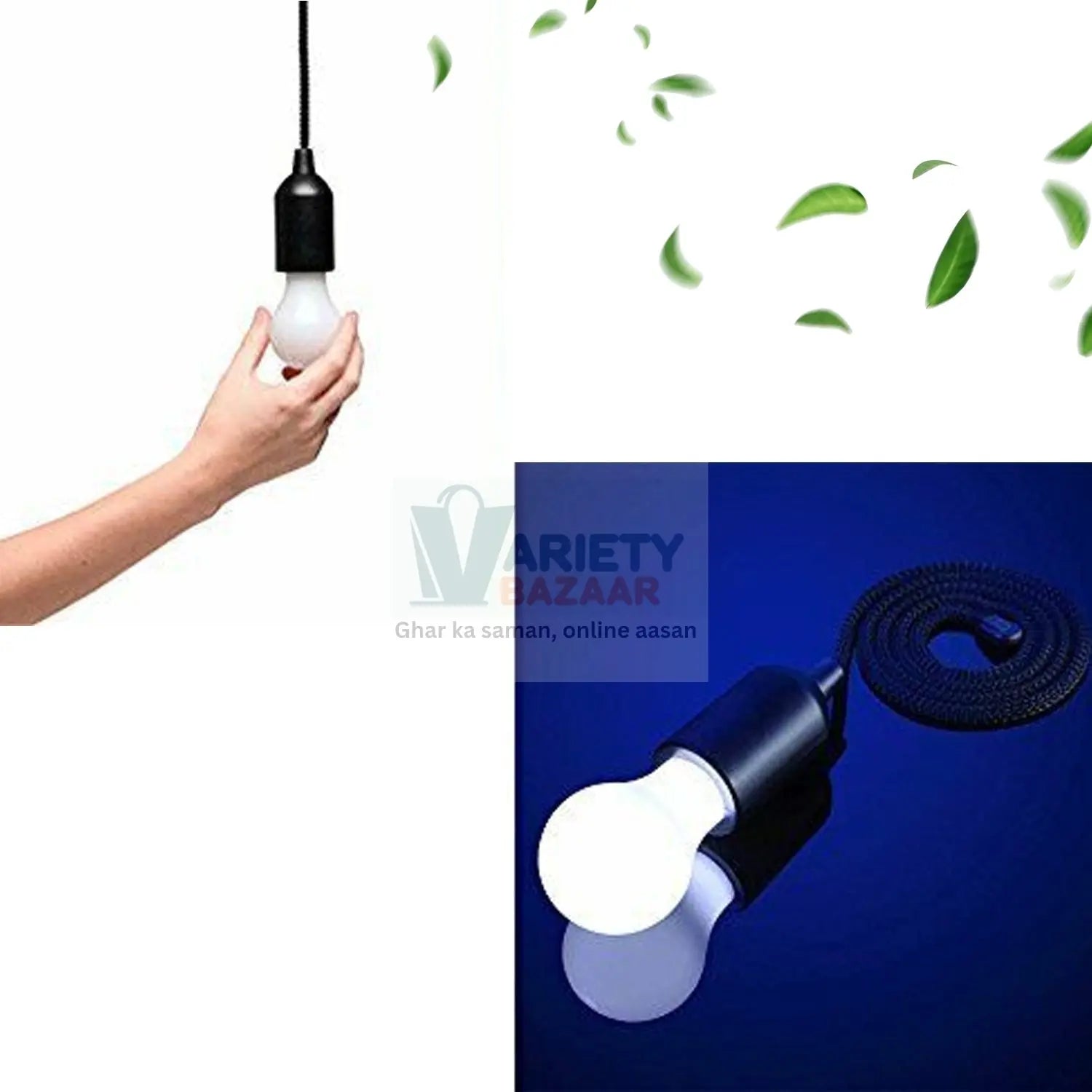 LED Pull Cord Light – Hanging Black LED Bulb (1 Pc) Variety Bazaar