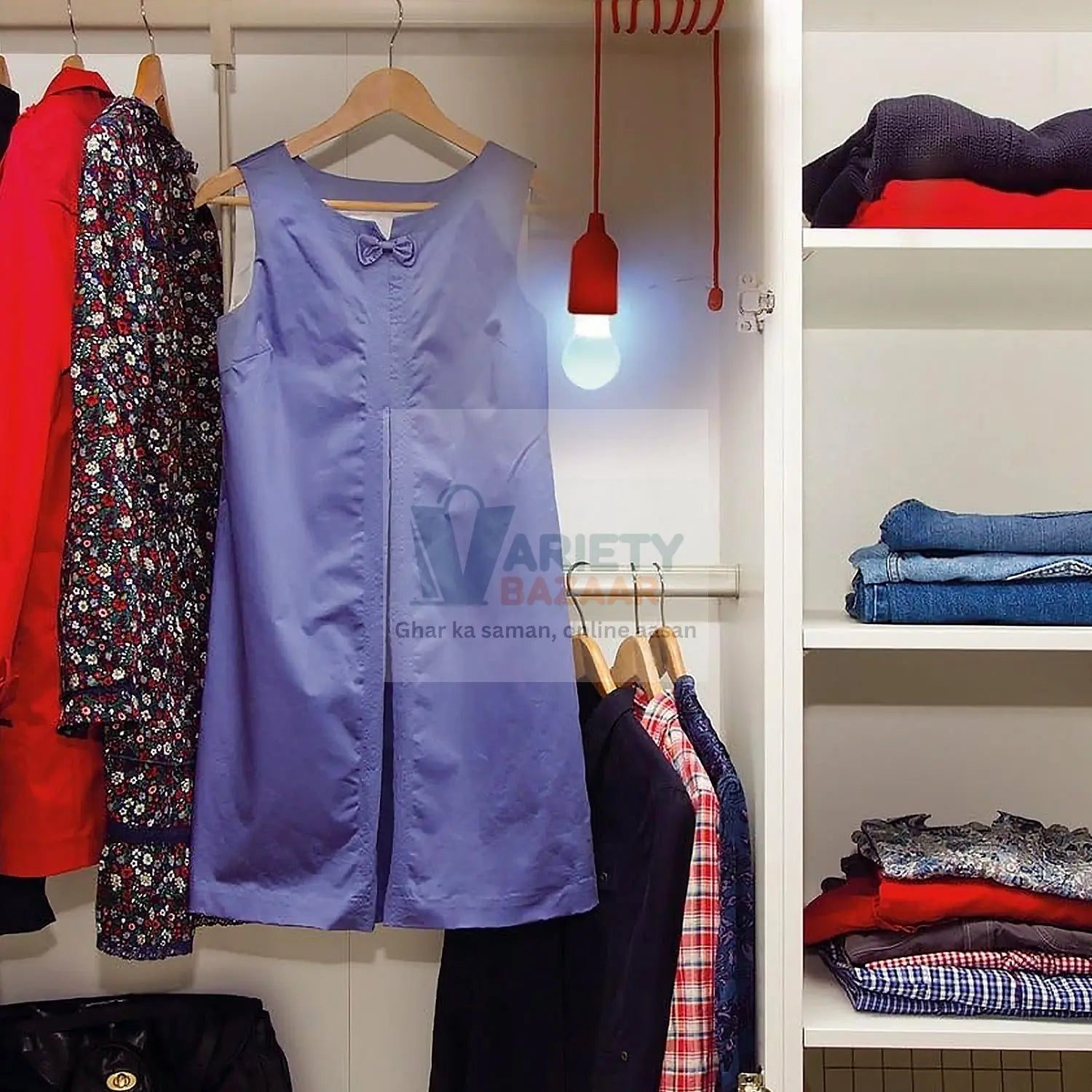 LED Pull Cord Light – Hanging Black LED Bulb (1 Pc) Variety Bazaar