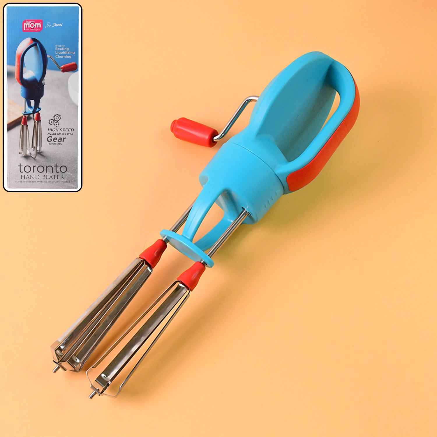 Supermom High-speed Manual Hand Beater With Dual Stainless Steel Whisks (1 Pc)