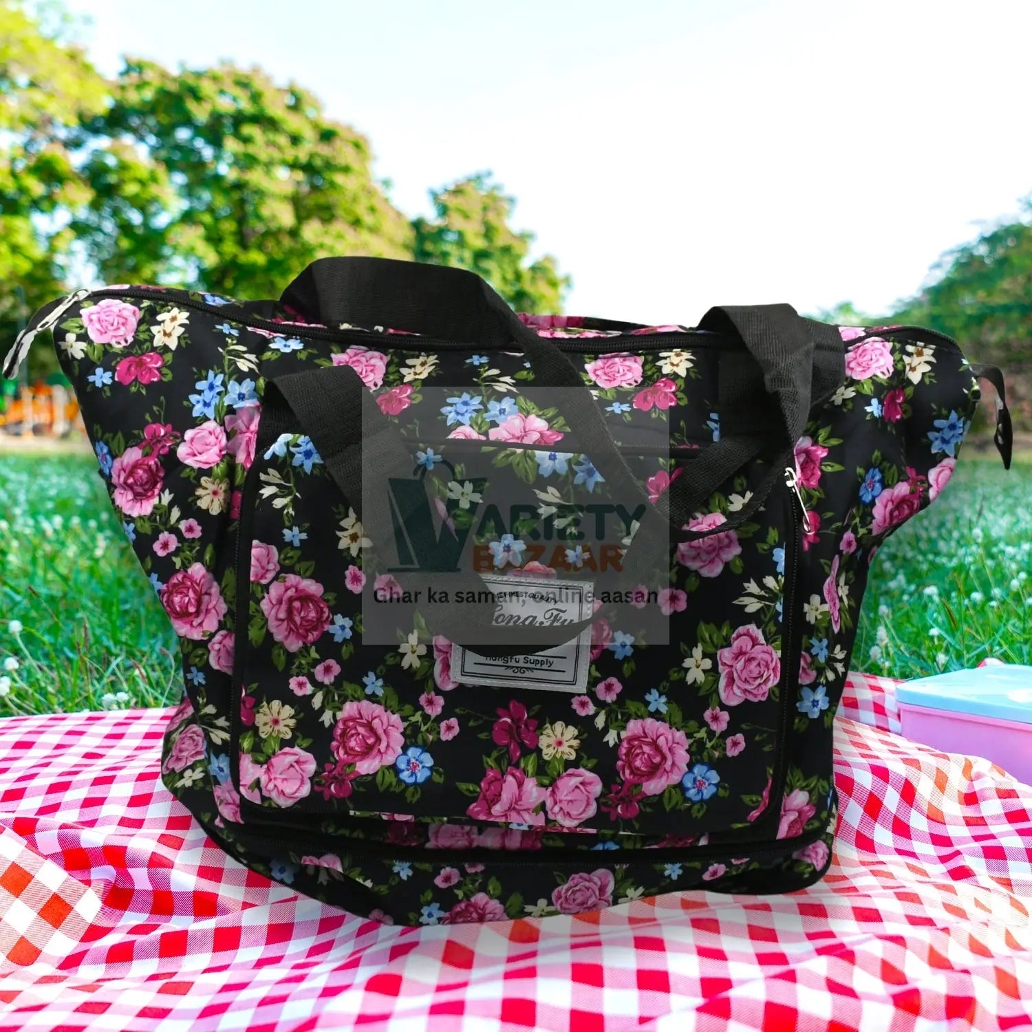 Expandable sports bag with water-resistant material and multiple pockets