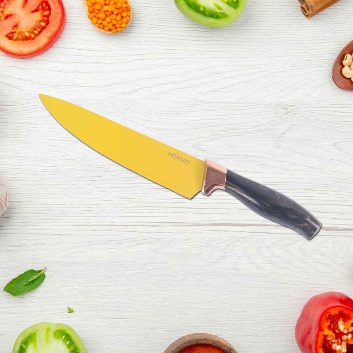 6 Pcs Professional Kitchen Knife Set With Chef Knives Cleaver Peeler  Scissors