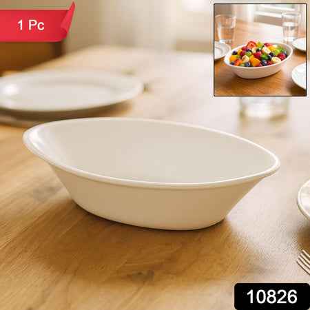 Plastic Marin Serving Bowl  Elegant Oval Deep Bowl (1 Pc  White)