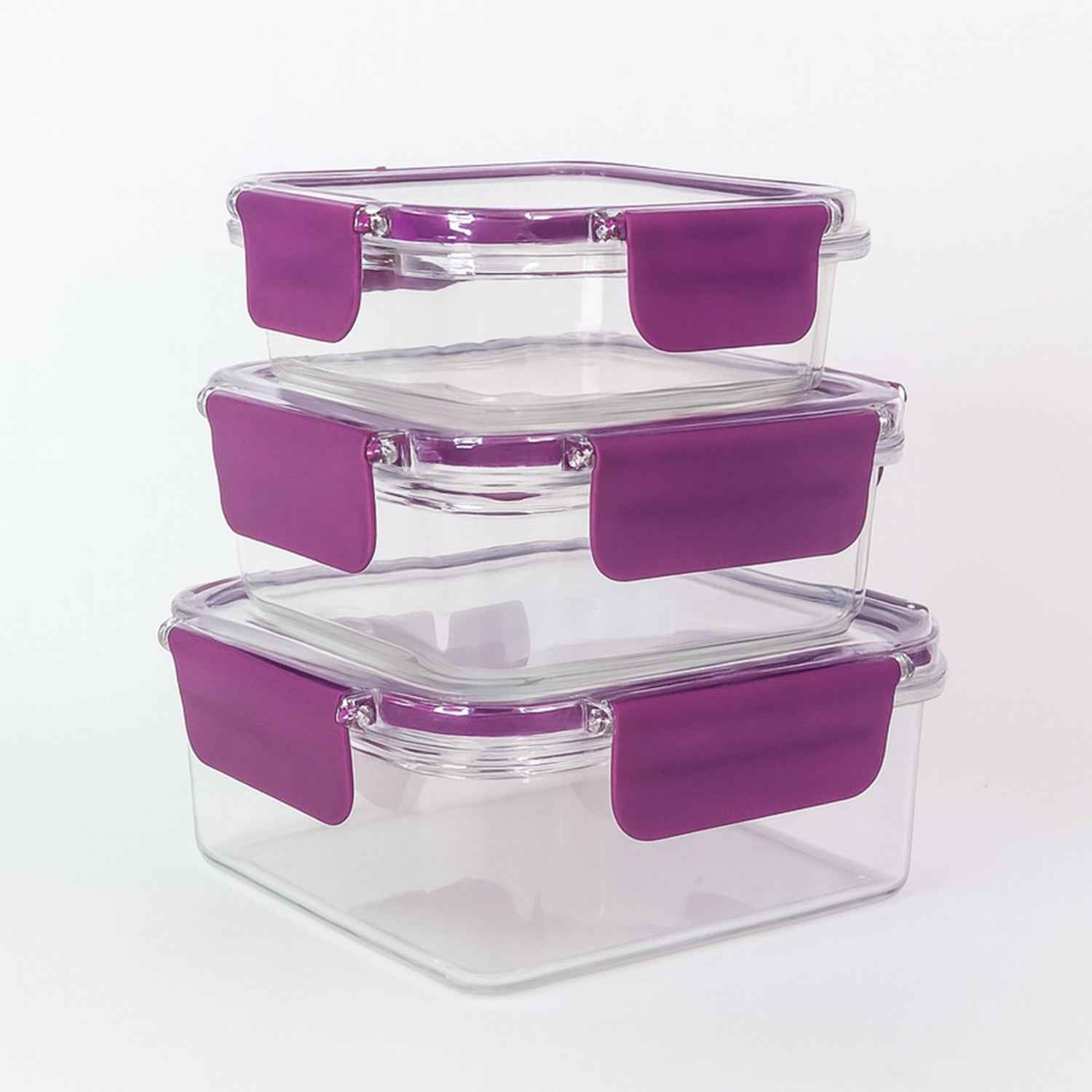 Airtight Square Food Storage Container Set (3 Pc)