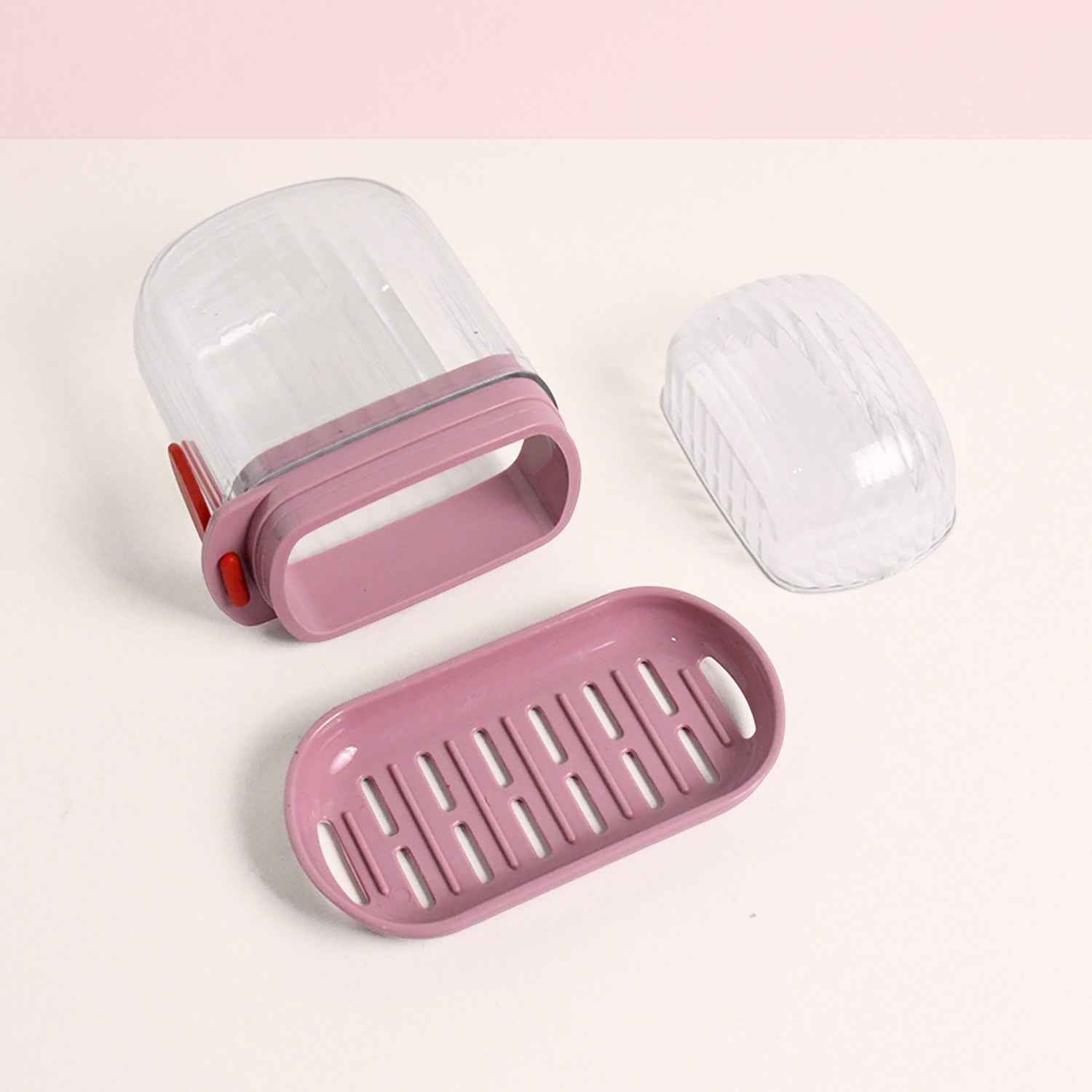 Multipurpose Plastic Soap Dish With Transparent Dust-proof Lid Sabudani (1 Pc)