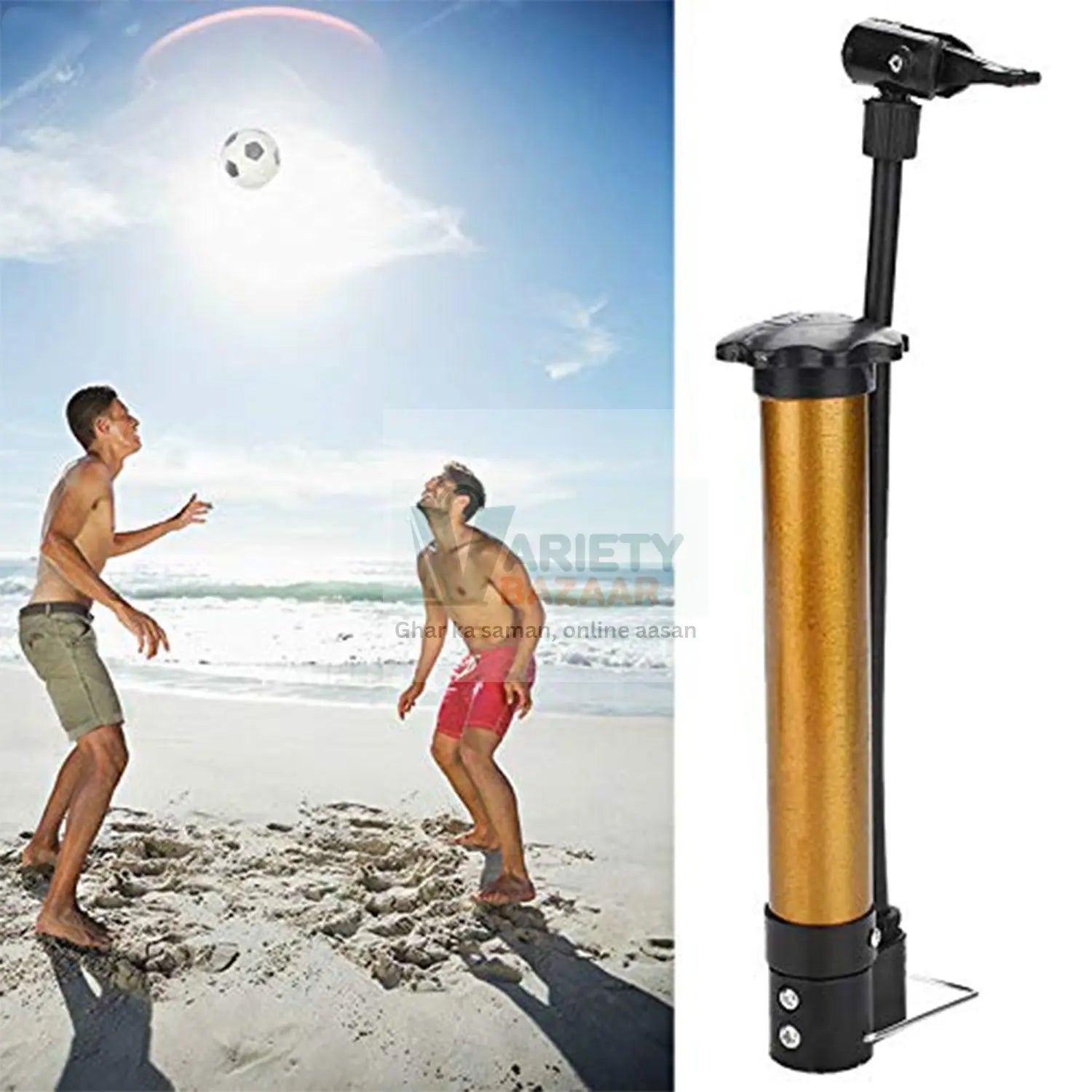 Mini Hand Air Ball Pump With 1 Pin, Metal Portable High Pressure Air Pump Mini Basketball Inflator for Balls, Basketball, Soccer, Volleyball, Football, Inflatable, and More (1 Pc) Variety Bazaar