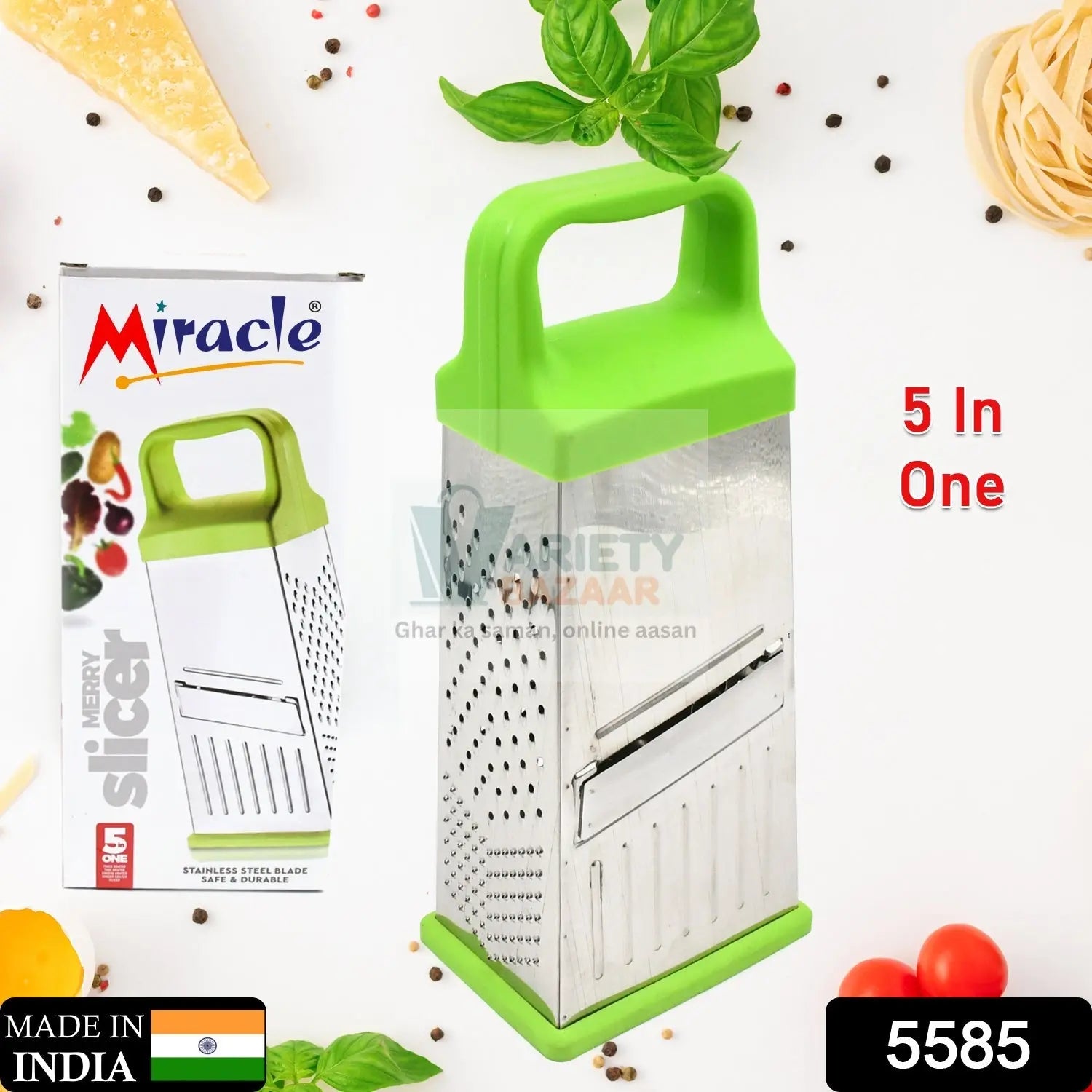 Miracle 5 In 1 Multifunctional Stainless Steel, Cheese Grater With Handle Stainless Steel Material Food Grater For Carrot, Cheese, Panner, Lemon or orange Peel and other Vegetable & Fruit   travel sahayak