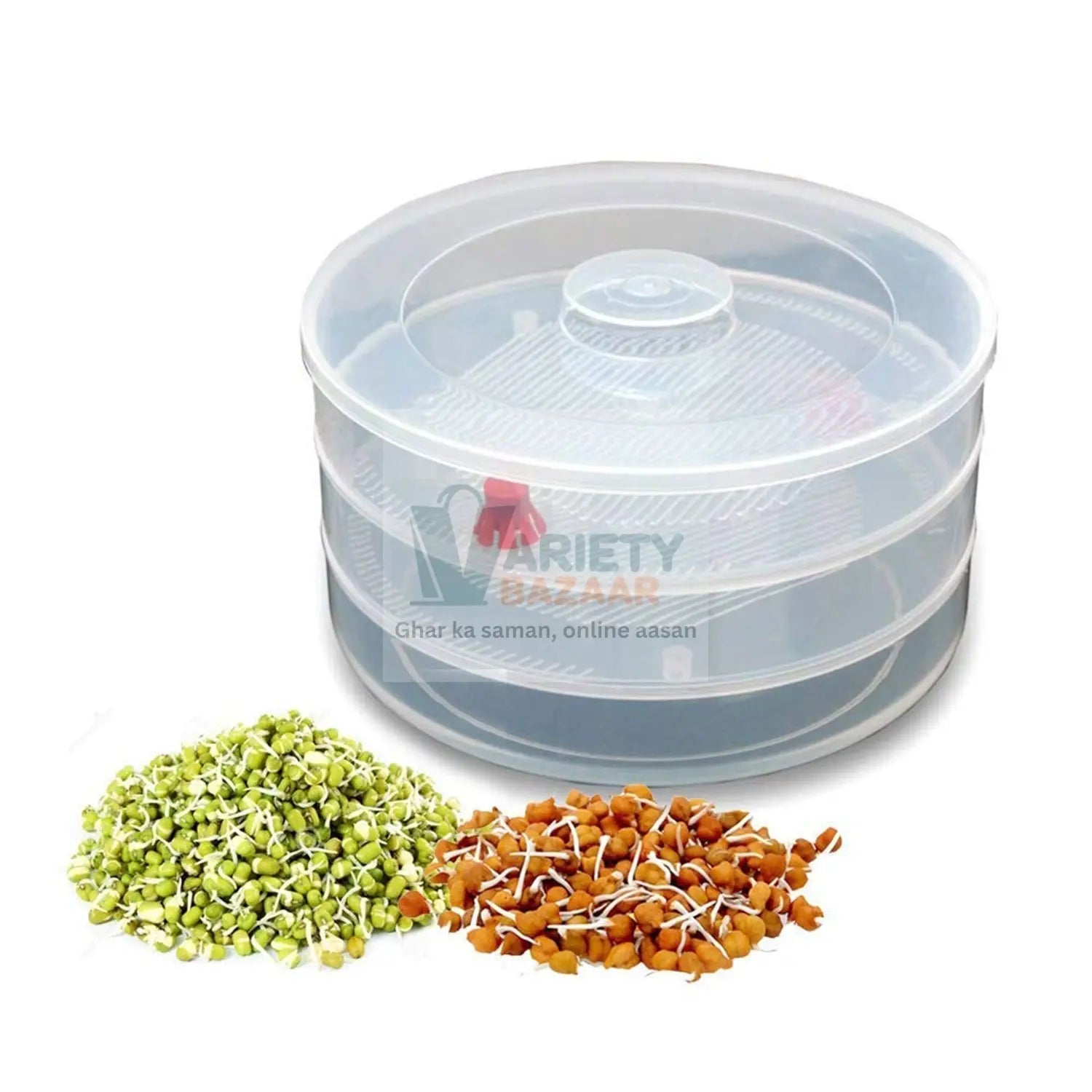 Miracle Plastic Healthy Hygienic Sprout Maker with 3 Compartments for Home, Kitchen (1 Pc) travel sahayak