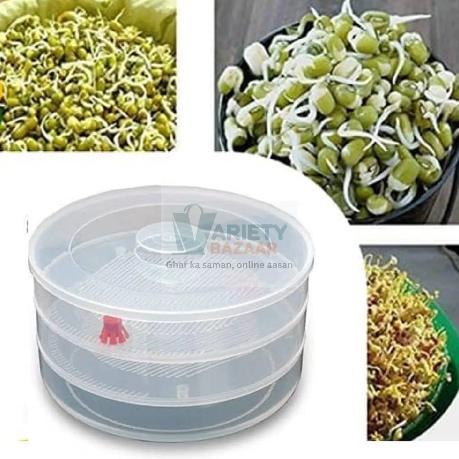 Miracle Plastic Healthy Hygienic Sprout Maker with 3 Compartments for Home, Kitchen (1 Pc) travel sahayak