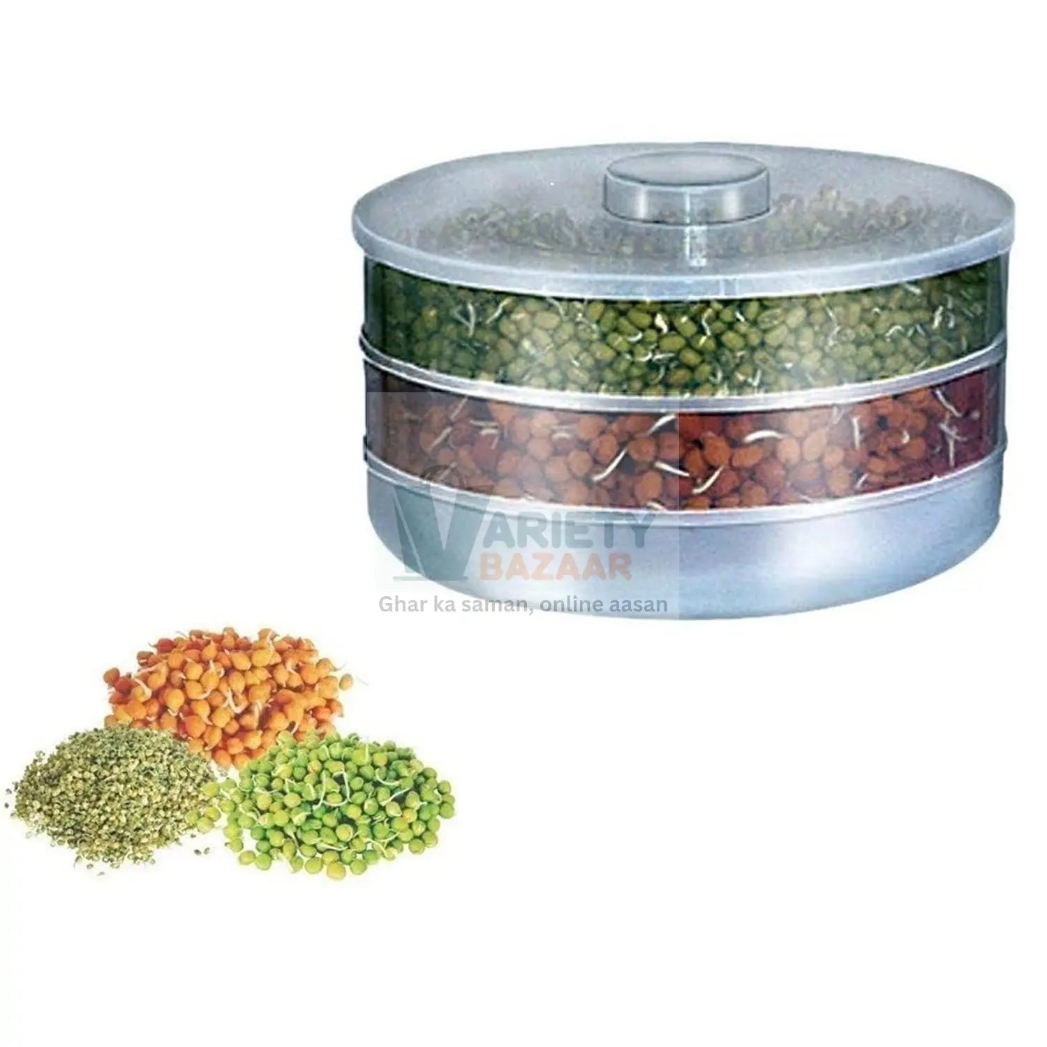 Miracle Plastic Healthy Hygienic Sprout Maker with 3 Compartments for Home, Kitchen (1 Pc) travel sahayak
