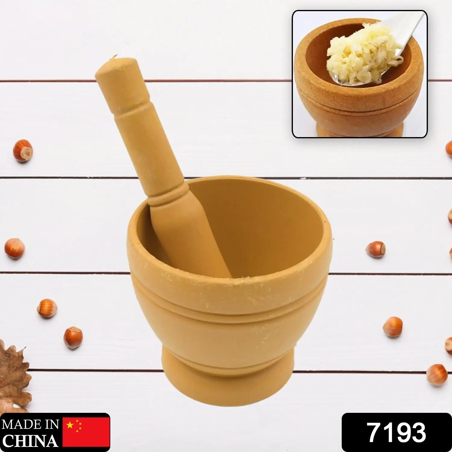 Mortar and Pestle Spice Grinder - Traditional Khalbatta for Kitchen Herb & Spice Preparation Variety Bazaar