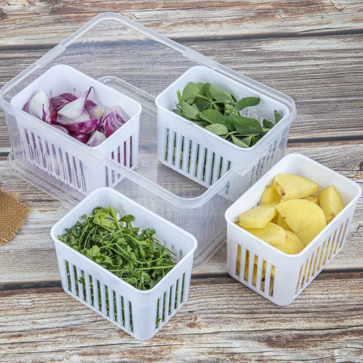 Fridge Storage Boxes Freezer Storage Containers Container For Kitchen Storage Set Storage In Kitchen Vegetable Storage Draining Crisper Refrigerator Food Box (1 Pc)