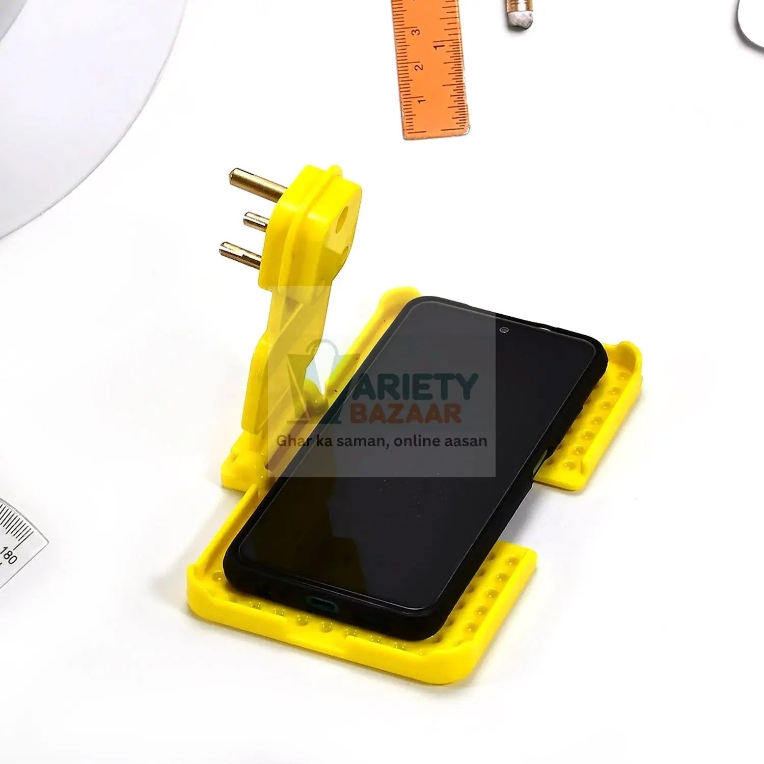 Multi-Purpose Wall Holder Stand for Charging Mobile, Just Fit in Socket and Hang (Mix Color / 1 pc) Variety Bazaar