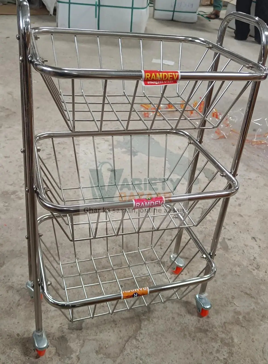 Stainless steel trolley for kitchen, multipurpose use