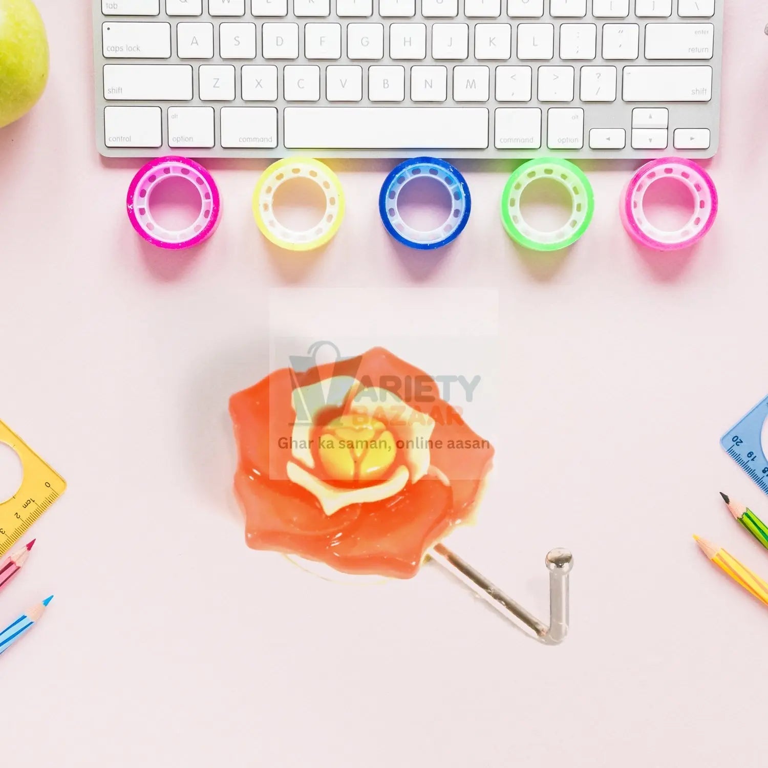 Multipurpose Mix Design Self Adhesive Wall Hooks Load Capacity Up to 1 Kg (Mix Design \ 1 Pc) Variety Bazaar