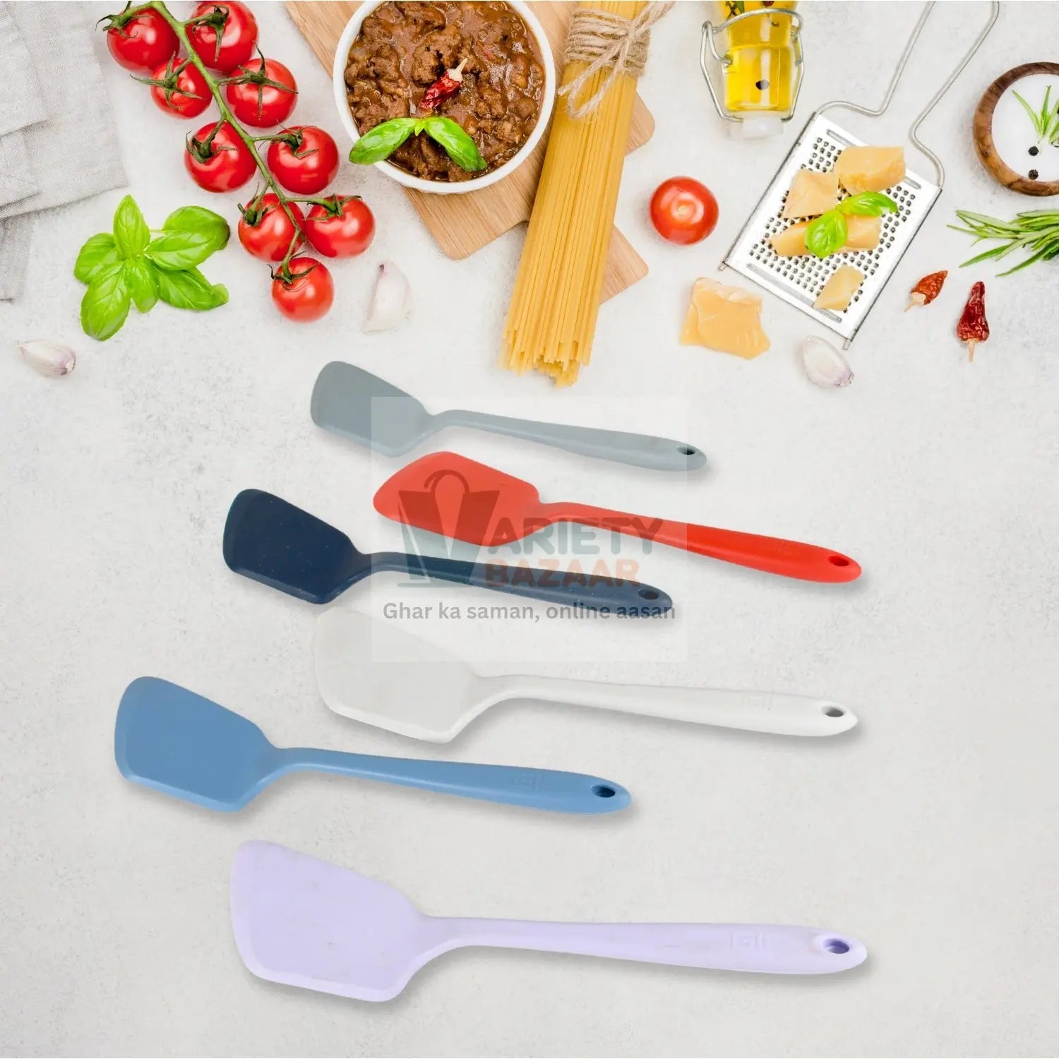 Multipurpose Silicone Spoon, Silicone Basting Spoon Non-Stick Kitchen Utensils Household Gadgets Heat-Resistant Non Stick Spoons Kitchen Cookware Items For Cooking and Baking (6 Pcs Set) travel sahayak