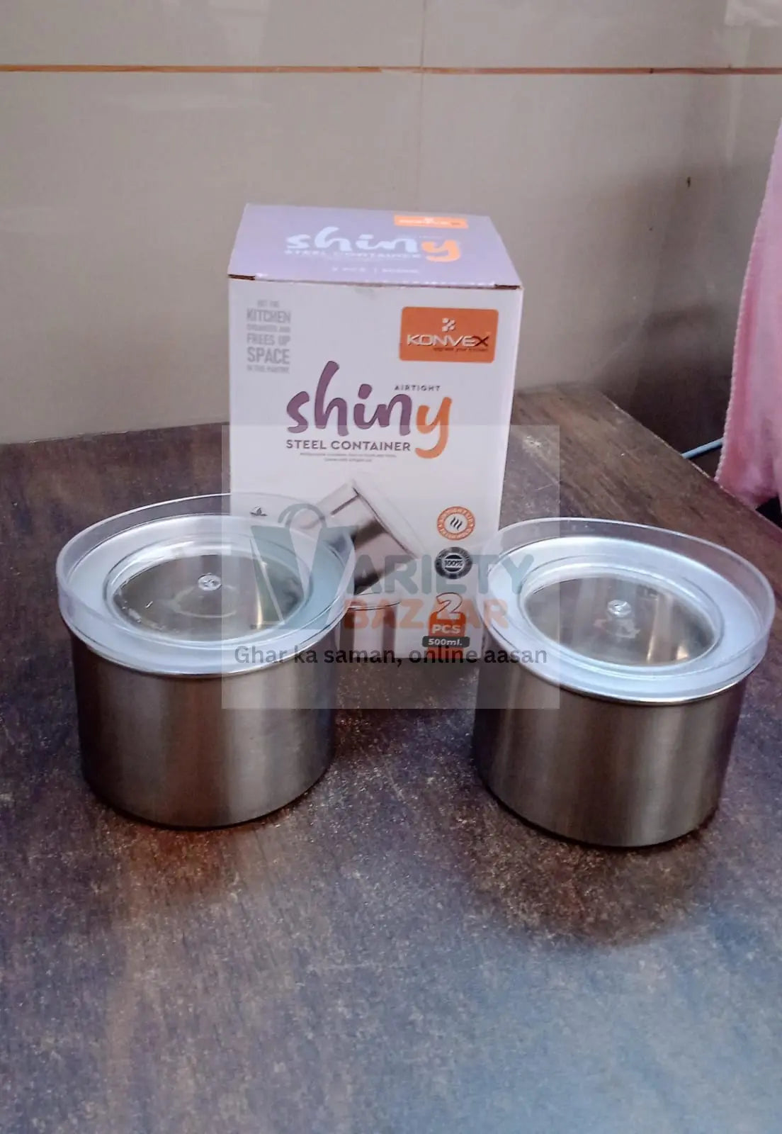 Multipurpose Stainless Steel Airtight Containers with See Through Lid (2 Pc / 500 ML) Variety Bazaar