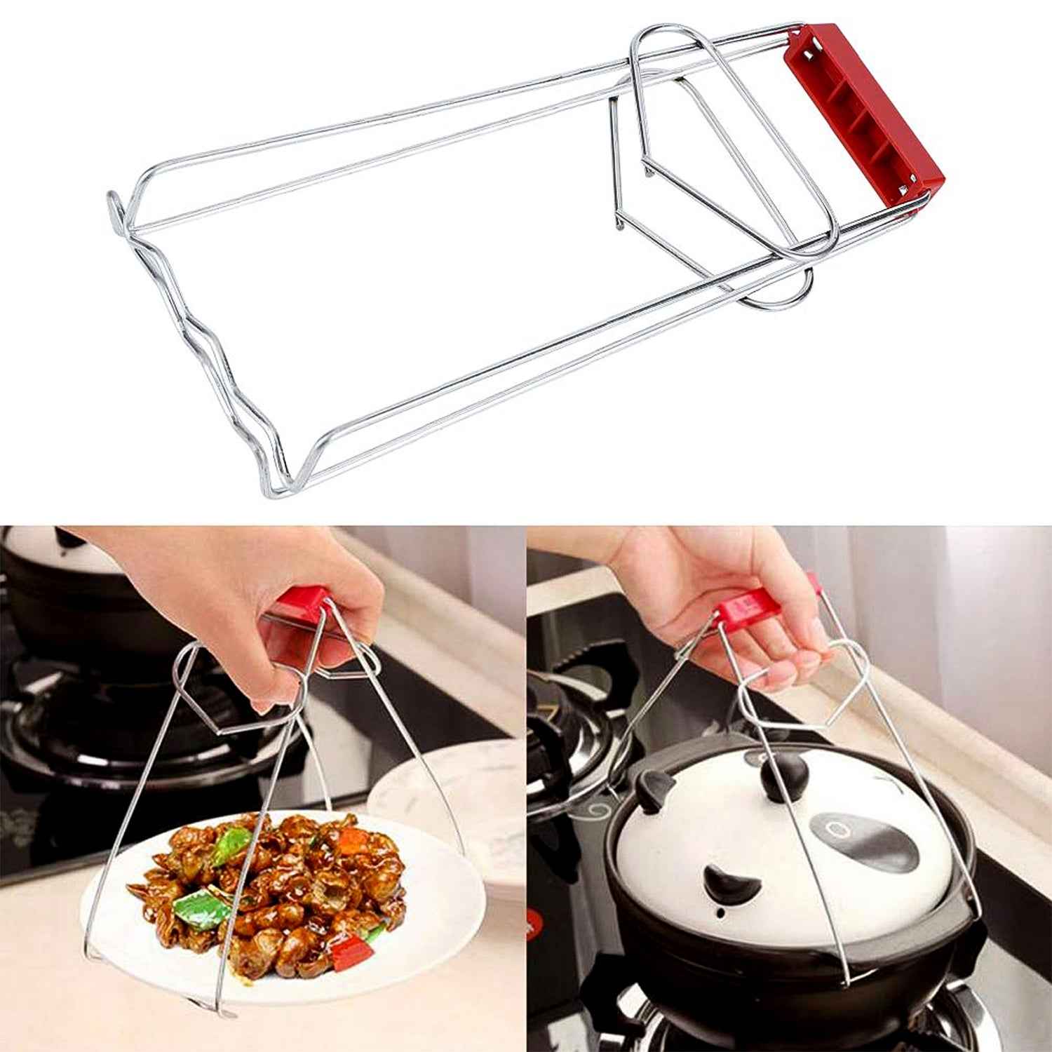 Heavy-duty Stainless Steel Kitchen Dish Plate Bowl Vessel Gripper Tong (1 Pc)