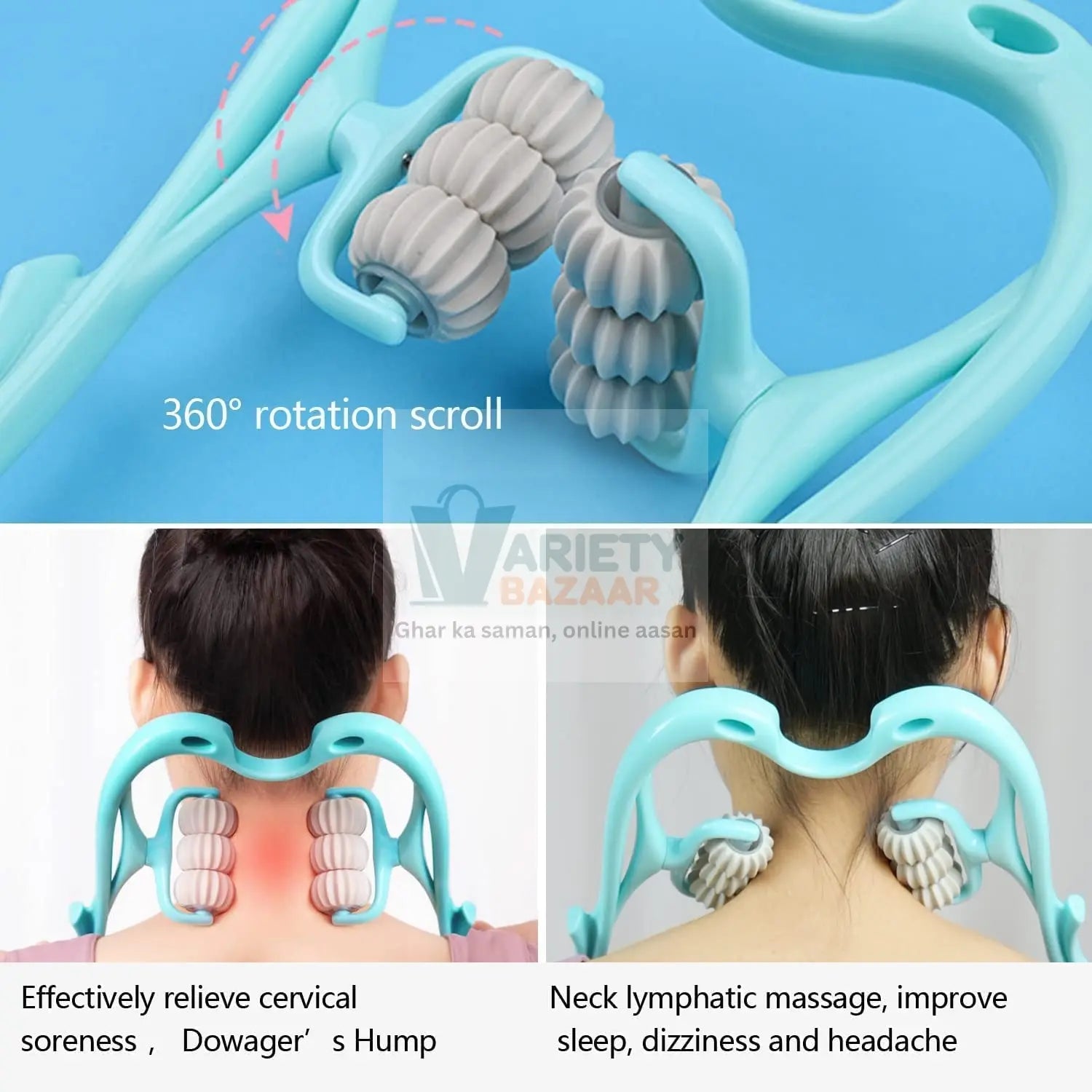 NECK SHOULDER MASSAGER, PORTABLE RELIEVING THE BACK FOR MEN RELIEVING THE WAIST WOMEN (1PC) Travel Sahayak