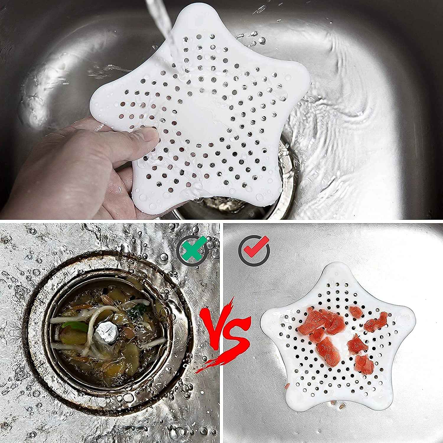White Silicone Star Shaped Sink Filter Bathroom Hair Catcher Drain Strainers For Basin