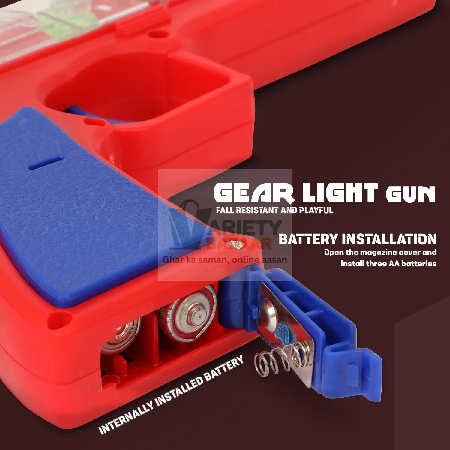 Plastic Gear Simulation Laser Toy Gun – 3D Lights, Music & Rotating Gear (1 Pc, 3+ Years) Variety Bazaar