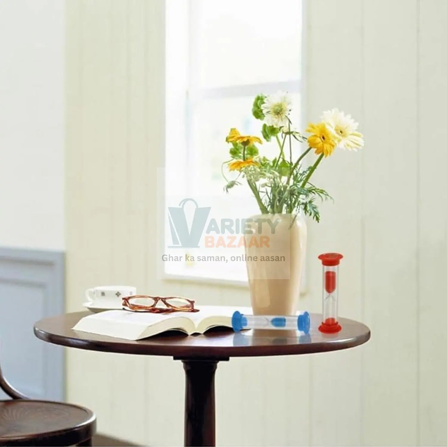 Plastic Hourglass Sand Timer Set – 3-Min Sand Clock for Kitchen, Office, School & Kids (5 Pc) Variety Bazaar