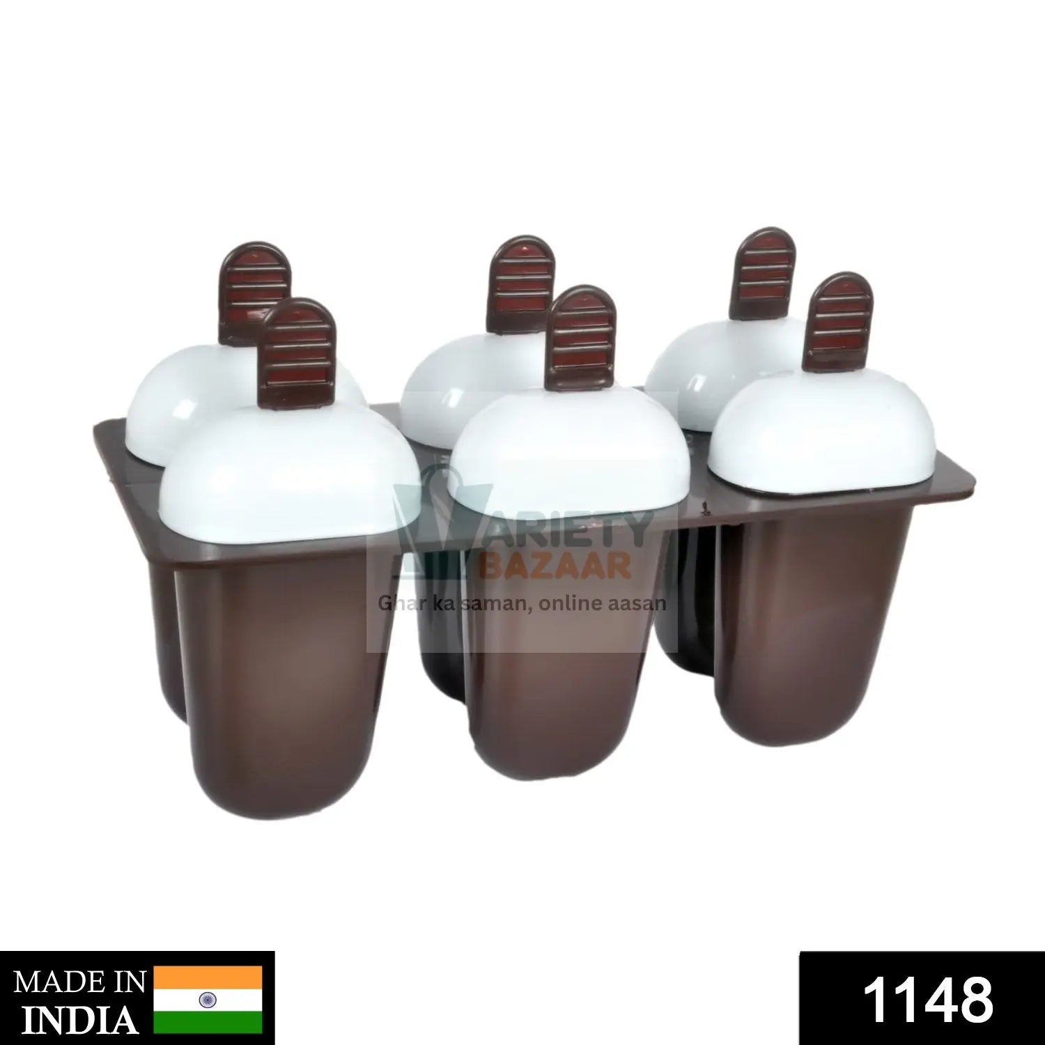 Plastic Ice Candy Maker Kulfi Maker Moulds Set with 6 Cups (Multicolour) Variety Bazaar