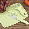 Plastic Kitchen Peeler - Green & Classic Stainless Steel 3-Piece Knife Set Combo Variety Bazaar