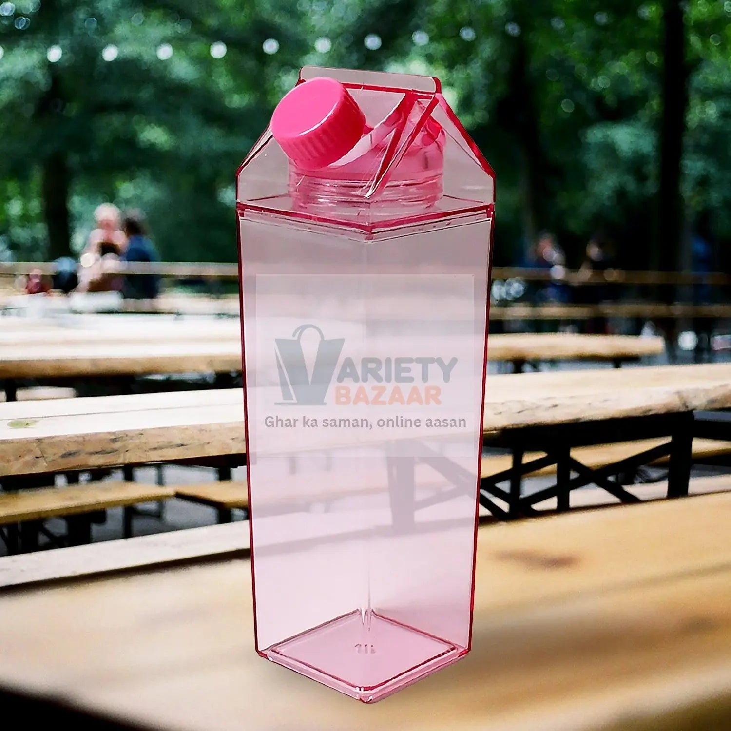Plastic Milk Carton Colorful Clear Water Bottle, 17 Oz Portable Milk Box Leakproof Square Juice Bottle for Outdoor Sports Travel Camping Variety Bazaar
