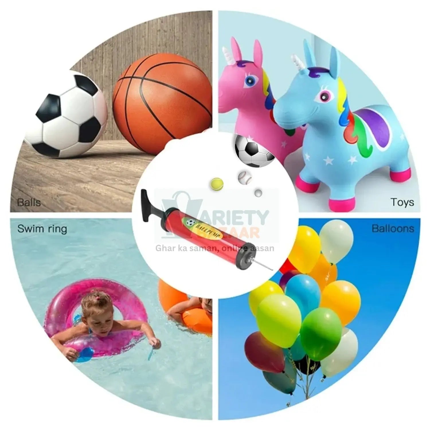 Plastic Pump for Inflating Balls (33.5CM) - Inflatable Ball Development Toy Variety Bazaar