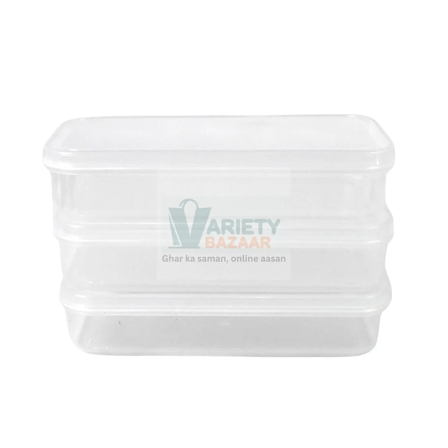 Plastic Square Lunch Box, Kitchen Containers Set (3 Pcs Set) Variety Bazaar