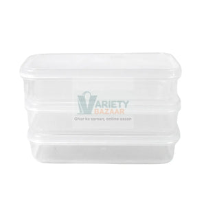 Plastic Square Lunch Box, Kitchen Containers Set (3 Pcs Set) Variety Bazaar