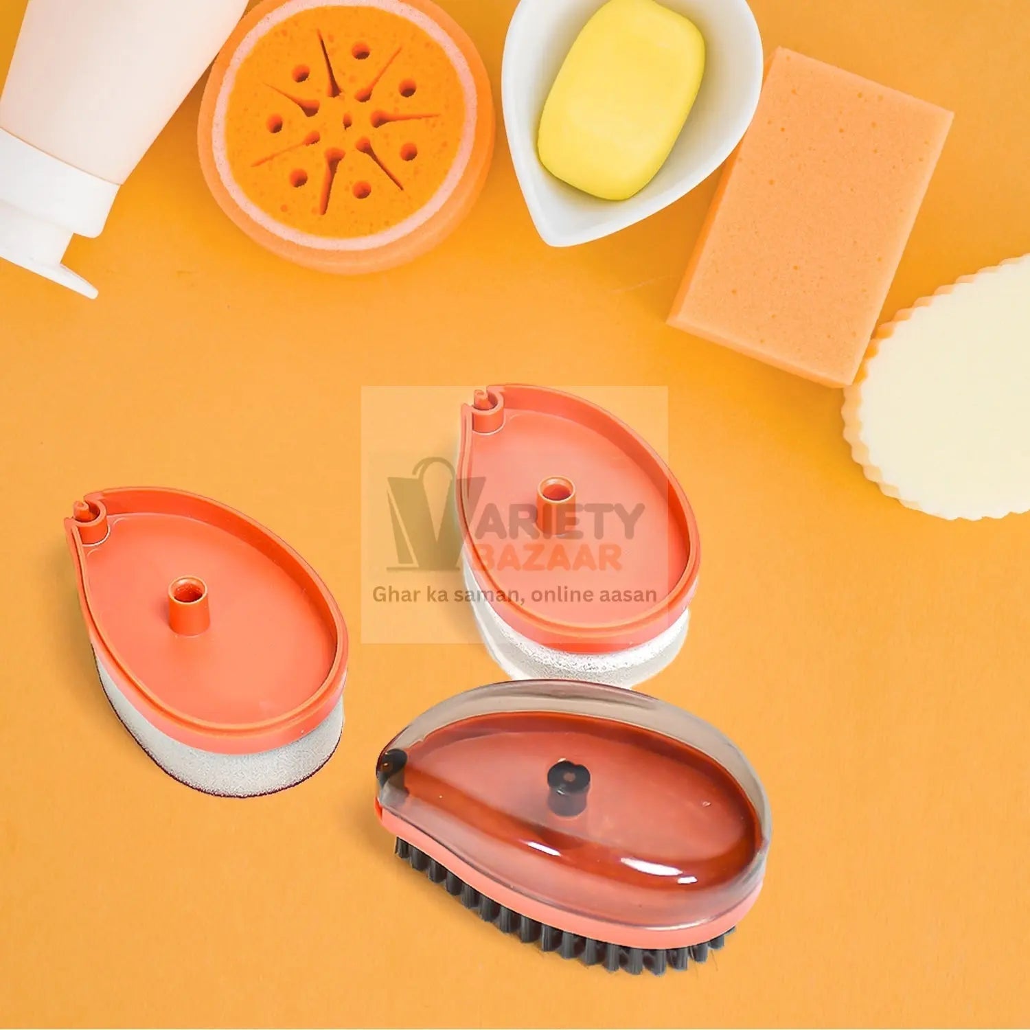 Plastic Wet and Dry Brush for home  (Multicolor, 3 Units) Variety Bazaar