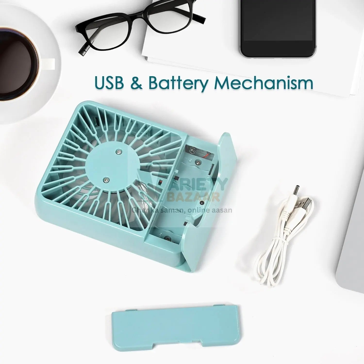 Portable Desk Fan – Big Table Fan with 3-Speed Settings for Office, School & Home (Battery Not Included) Variety Bazaar